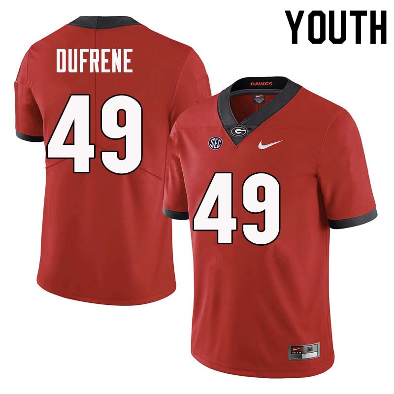 Georgia Bulldogs Youth Christian Dufrene #49 Red Stitched College UGA Football Jersey 23YV016EI